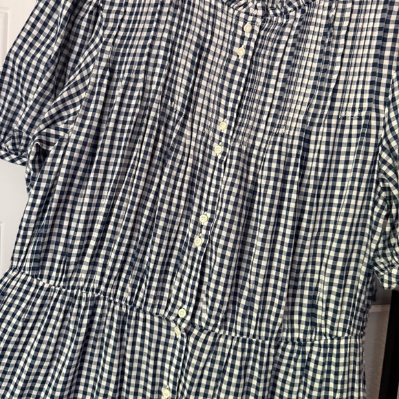 DOEN x GAP black white gingham plaid puff prairie cottage button up midi dress - Picture 5 of 9